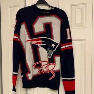 NFL Navy and Red Crewneck Sweater - Tom Brady